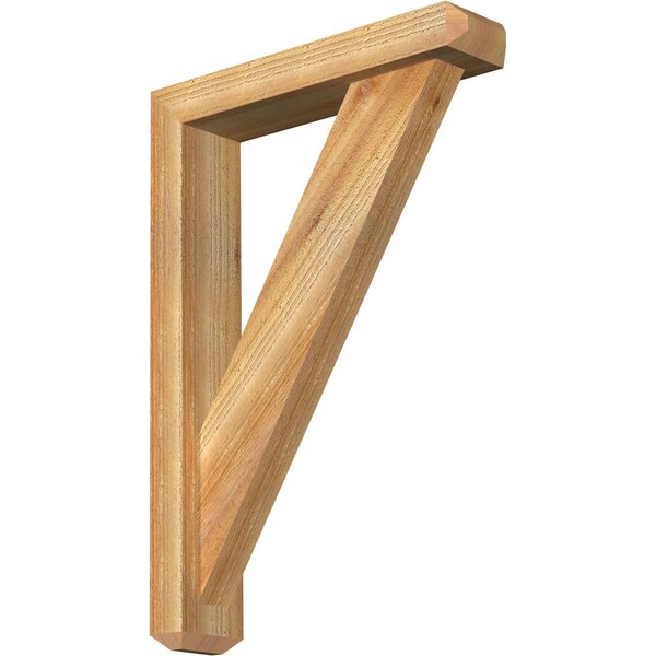 Ekena Millwork Traditional Craftsman Rough Sawn Bracket w/ Offset Brace, Western Red Cedar, 4"W x 18"D x 26"H BKT0402X18X26TRA04RWR - main